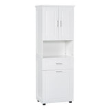 English Elm Tall Bathroom Cabinet With Laundry Basket, Large Storage Space Tilt-Out Laundry Hamper and Upper Storage Cabinet, White