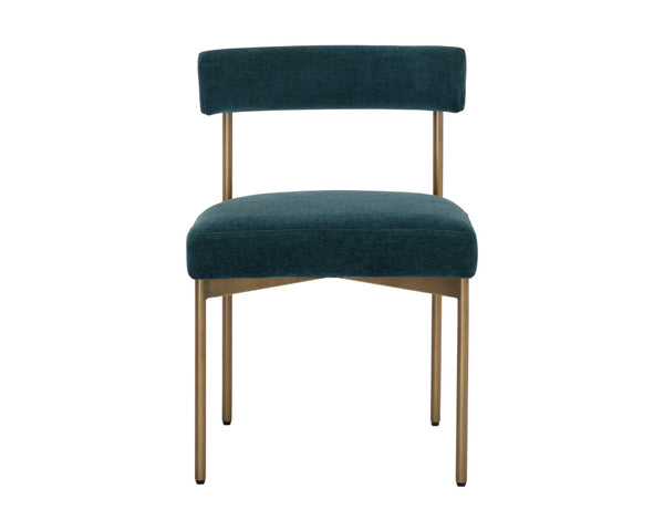 Sunpan SENECA Dining Chair – Stylish Antique Brass Frame with Danny Teal Upholstery for Modern Elegance 109133