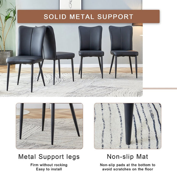 English Elm Table And Chair Set - Modern 31.5-Inch Round Dark Wood Grain Table With 2 Black Pu Chairs, Stylish Design! W1151S02485-GIGA