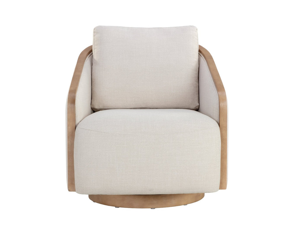 Sunpan TASIA Swivel Lounge Chair in Effie Linen - Modern Comfort with Natural Birch Frame & Timeless Style 111544