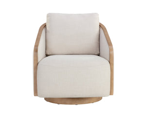 Sunpan TASIA Swivel Lounge Chair in Effie Linen - Modern Comfort with Natural Birch Frame & Timeless Style 111544
