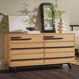 6-Drawer Solid Wood Modern Dresser Natural Pine BR6DREBDRBLNP-T Walker Edison