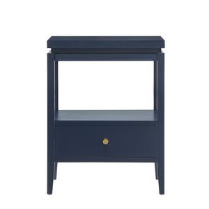 English Elm Olana Midnight Blue 1-Drawer Nightstand with Floating Top, Hidden Tray, Gold Pull & Spacious Shelf B050P376961