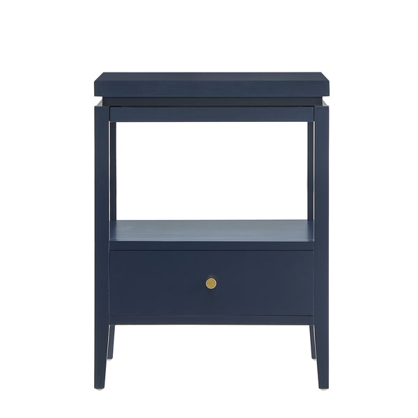 English Elm Olana Midnight Blue 1-Drawer Nightstand with Floating Top, Hidden Tray, Gold Pull & Spacious Shelf B050P376961