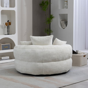 English Elm Lazy Sofa Oversized Ergonomic Bean Bag Lounger with High Wrap Back, Plush Chenille Foam Comfort for Living Room, Bedroom, Office Beige W395P252048