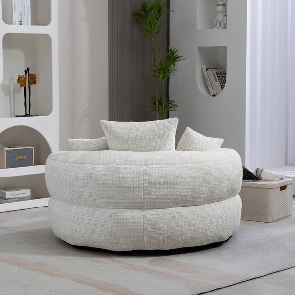 English Elm Lazy Sofa Oversized Ergonomic Bean Bag Lounger with High Wrap Back, Plush Chenille Foam Comfort for Living Room, Bedroom, Office Beige W395P252048