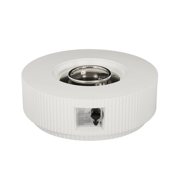 English Elm Christopher Knight Home® - Patio MGO Propane Fire Pit Table with Lid 40,000 BTU Travertine-Style Magnesium Oxide Top, No Assembly White N772P293119W