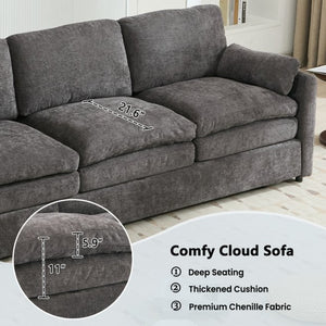 English Elm 101.2" Modular Chenille Sectional Sofa with Tufted Cushions and Deep Seating for Living Room Grey N719S001922E