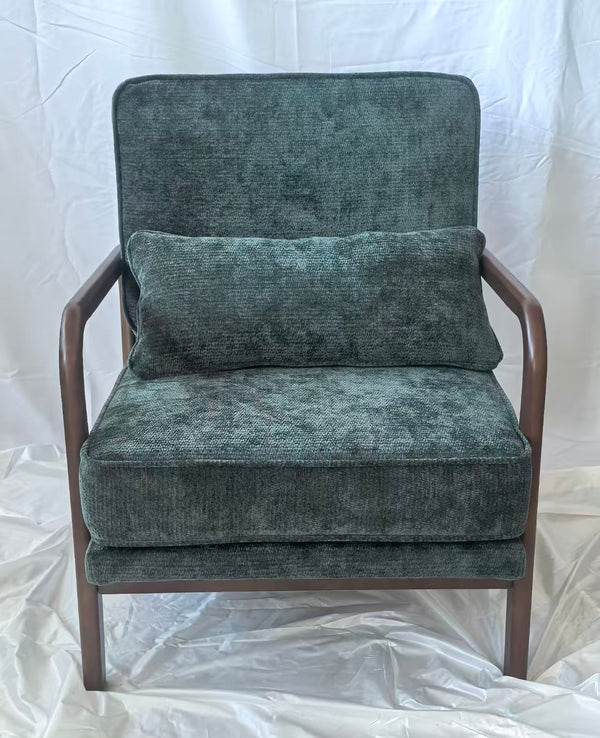 English Elm Mid-Century Modern Accent Chair - Elegant Dark Green Leisure Chair For Living Room & Bedroom Relaxation W1893P395619