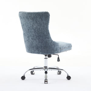 English Elm A&A Tufted Chenille Office Chair with Gold Chrome Base, Plush High-Rebound Cushion for Comfort Light Blue W1143P366774