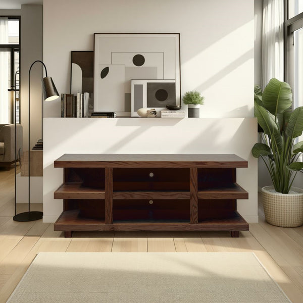 English Elm Laurel Canyon 64" Tv Stand For Up To 70" Tvs, Fully Assembled Oak Bourbon Finish With Storage & Style B108P292265