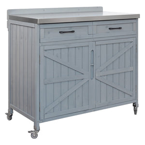 English Elm K&k Outdoor Modular Kitchen Island 2 Piece Fir Wood Stainless Steel Sink Station N707S000024G