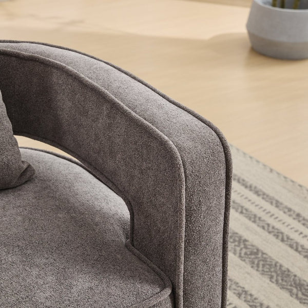 English Elm 28.9"w Swivel Barrel Accent Chair Faux Leather Open Back with Rubberwood Base Charcoal W3188P417883