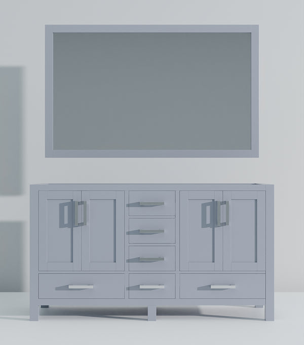 English Elm Dark Grey Double Bath Vanity With Mirror - 60" W X 22" D, Stylish Storage & Easy Installation! B2731S00515