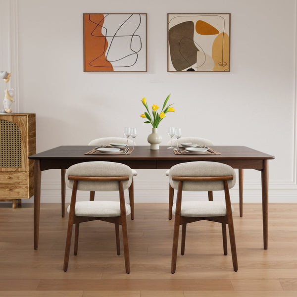 English Elm Warm Grey Flannelette Dining Chair Set Of 4 - Armless, Walnut Legs, Ergonomic Comfort For Any Space T3967P386643-GIGA