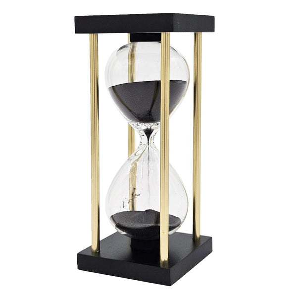 English Elm Set Of 2, Elegant Black Sand Hourglass Timers With Metal Frame - Perfect For Home Or Office Decor W2078P278695-GIGA