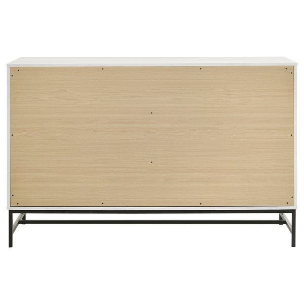 English Elm Taraval White 6-Drawer Dresser with Slim Black Pulls, Minimal Melamine Finish, Spacious Smooth Storage B062P375536