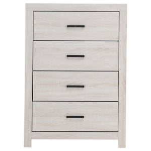 English Elm Geary Coastal White 4-Drawer Chest Dresser — Airy Coastal Finish, Spacious Storage, Classic Pull Handles B062P331059