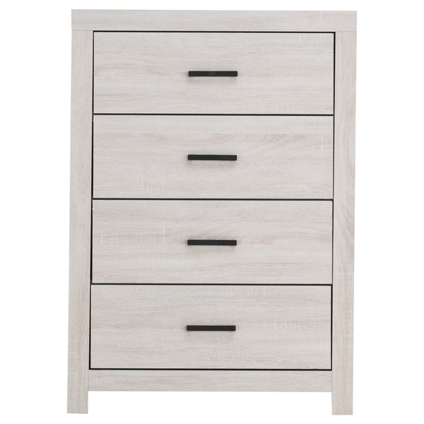 English Elm Geary Coastal White 4-Drawer Chest Dresser — Airy Coastal Finish, Spacious Storage, Classic Pull Handles B062P331059