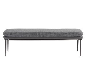 Sunpan Koffi Bench - Contemporary Design with Double Cushioned Seat and Sleek Stainless Steel Base Gunmetal / Chacha Grey / Antonio Charcoal
