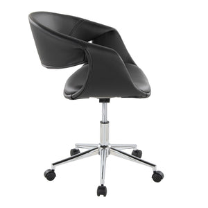 English Elm Task Chair with Chrome Five Star Base Grey Fabric Seat for Modern Home Office Use Black,Chrome B202P474181
