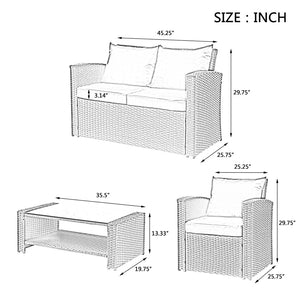 English Elm Patio Furniture Sets: Stylish & Durable Outdoor Seating With Plush Cushions, Weather-Resistant Design W1703S00008-GIGA