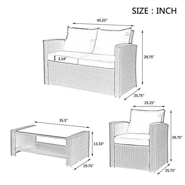 English Elm Patio Furniture Sets: Stylish & Durable Outdoor Seating With Plush Cushions, Weather-Resistant Design W1703S00008-GIGA