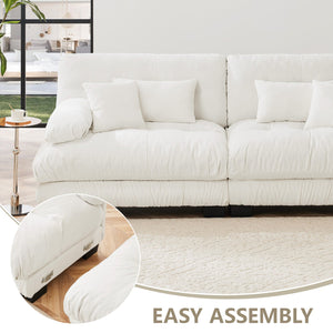 English Elm 3-Seater Cloud-Comfort Modular Sectional Sofa with Plush Chenille Upholstery and Deep Support for Home Living Rooms White W714S01001