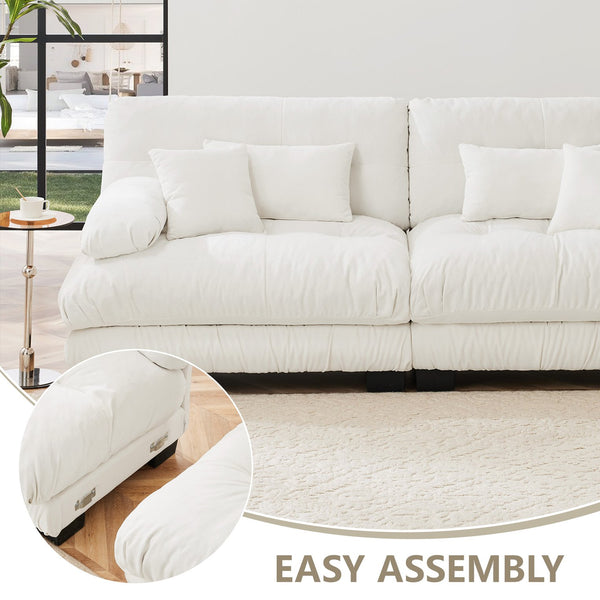 English Elm Luxury Modular Sectional Sofa: Oversized Chenille L-Shaped Cloud Couch With Convertible Ottoman W714S01002