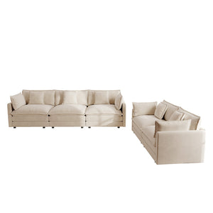 English Elm Sofa Set Two Piece Chenille Upholstered Living Room Couch with Deep Foam Seating W714S00898