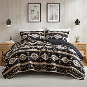 English Elm 3-piece Full Queen Quilt Set Knit Face Microfiber Reverse Farmhouse Bedroom Bedding B035P482965