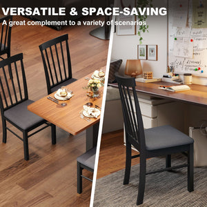 English Elm Modern Farmhouse Rubberwood Dining Chairs with Slatted Back and Cushioned Seat Set of 2 T3971P427839