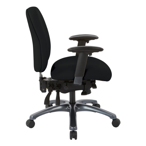 OSP Home Furnishings Multi-function Ergonomic Mid Back Office Chair with Lumbar Support and Titanium Base Black 8512-R107