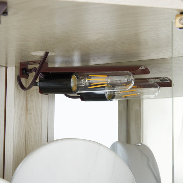 English Elm Lighted Corner Curio Cabinet With Adjustable Shelves, Elegant Carved Design & Integrated Lighting - White W1758P300128