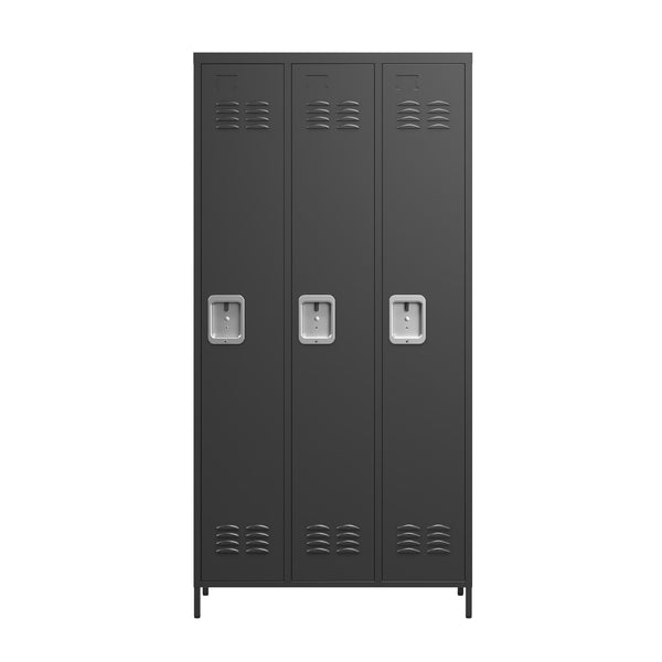 English Elm 3 Door 72"H Metal Lockers - Triple Compartment Steel Cabinet with Individual Locks, Durable Black T2398P285652