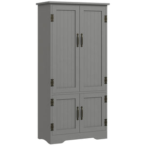 English Elm HOMCOM 48.5" Kitchen Pantry Cabinet — Compact Farmhouse Organizer with Beadboard Doors & Adjustable Shelves Gray W2225P249918