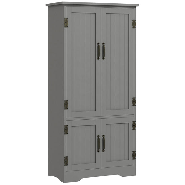 English Elm HOMCOM 48.5" Kitchen Pantry Cabinet — Compact Farmhouse Organizer with Beadboard Doors & Adjustable Shelves Gray W2225P249918