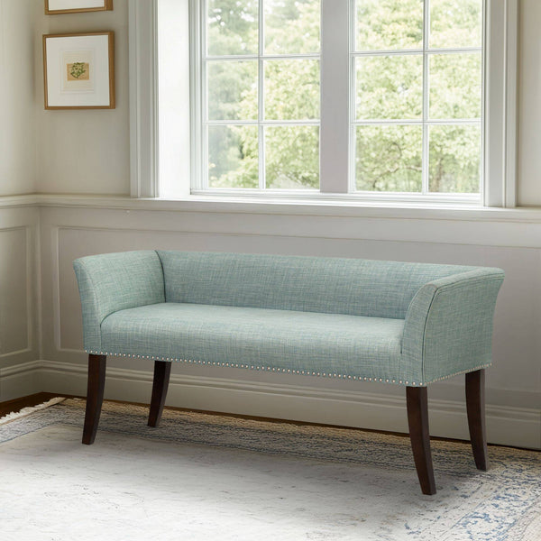 English Elm Welburn Upholstered Bench with Solid Wood Frame and Foam Seat, Stylish Mid-Century Design, Durable Upholstery Teal 50.25 L x 21 W x 12.75 H B035P341161