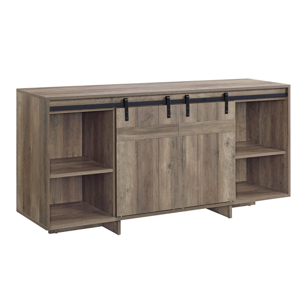English Elm Bellarosa Gray Washed Finish TV Stand with Barn Door Design, Melamine Composite Wood, Fits 60" TVs B2726P256338