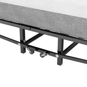English Elm Metal Folding Bed Frame with 4" High-Density Foam Mattress, 300 lb Capacity, Compact 14" Foldable Rollaway with Wheels for Guests W1960P381470
