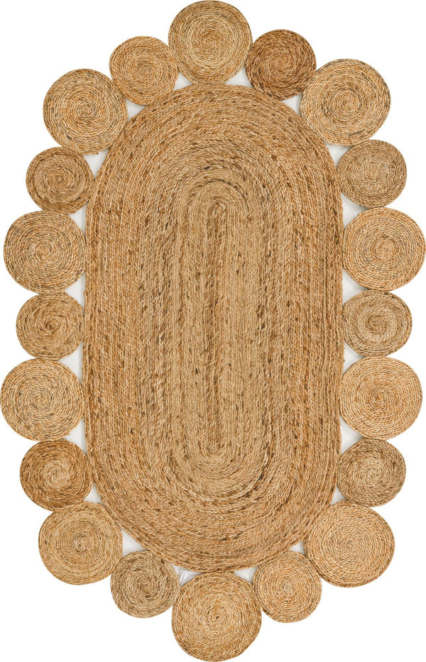 Unique Loom Braided Jute Gauri Hand Braided Bohemian Rug Natural,  4' 1" x 6' 1"