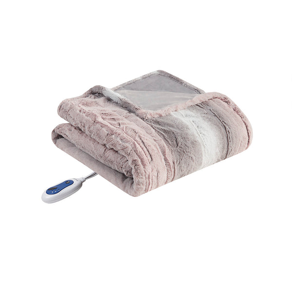 JLA Home Beautyrest - Oversized Plush Faux Fur Heated Throw with Secure Comfort, Low EMF, OEKO‑TEX, 3 Heat Levels, 5yr Warranty BR54-2863