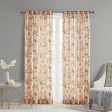 Madison Park Simone Transitional Printed Floral Rod Pocket and Back Tab Voile Sheer Curtain MP40-8120 Blush