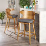 Christopher Knight Home® - Noble House - Kamryn Mid-Century Modern Upholstered Barstools (Set of 2)