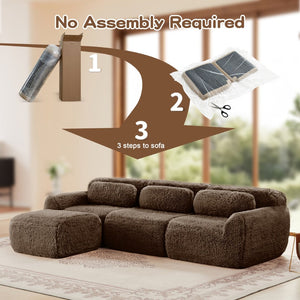 English Elm L-shaped Plush Sectional Sofa with Movable Ottoman and High Density Foam Living Room W714S01541