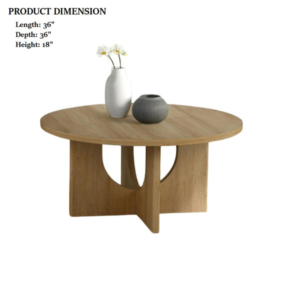 English Elm Contemporary 3-Piece Table Set: Round Coffee & End Tables With Cross-Arch Base In Natural Finish B2741P395117