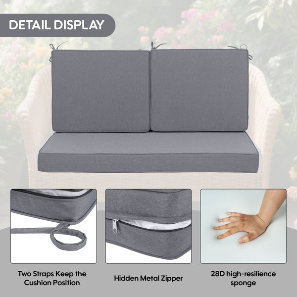 English Elm Outdoor Deep Seat Cushions for Patio Furniture Waterproof Replacement Chair Cushions Set of 2 17x15x16 Durable Comfort Gray W419P290495