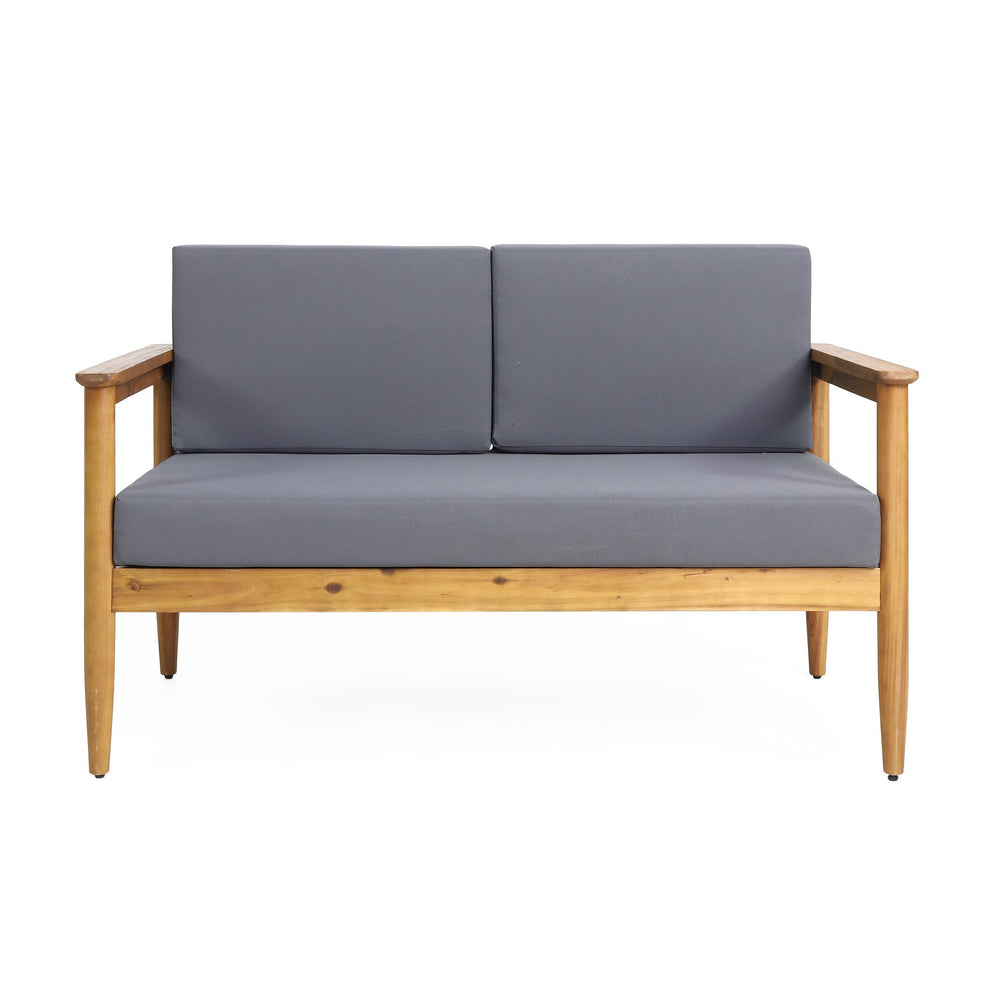 English Elm Christopher Knight Home® - GAVIN Teak Loveseat with Acacia Wood Frame, Water-Resistant Cushions, Slat Design, Outdoor Ready 70150.00DGRY