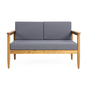 English Elm Christopher Knight Home® - GAVIN Teak Loveseat with Acacia Wood Frame, Water-Resistant Cushions, Slat Design, Outdoor Ready 70150.00DGRY