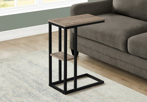 English Elm Accent Table - Sleek C-Shaped Design For Living Room Or Bedroom, Modern Brown Laminate & Black Frame B2710P219398